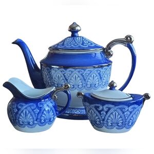 BOMBAY & COMPANY Teapot, Sugar Bowl & Creamer Set. Excellent Vintage!